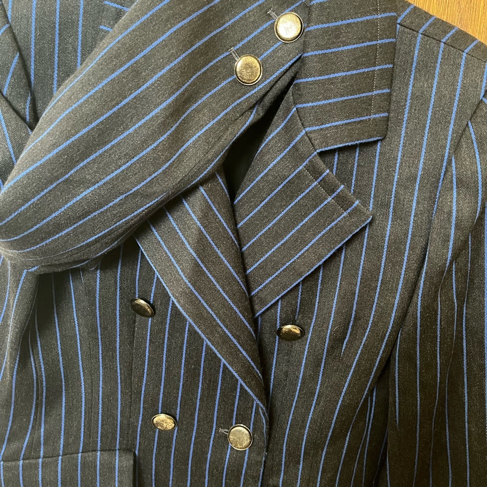 Givenchy Blue and dark charcoal Pinstripe Blazer L - Picture 9 of 12